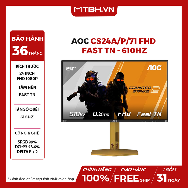 MÀN HÌNH AOC CS24A/P/71 24.1'' FHD Fast TN 610Hz 0.3ms CHUYÊN GAME