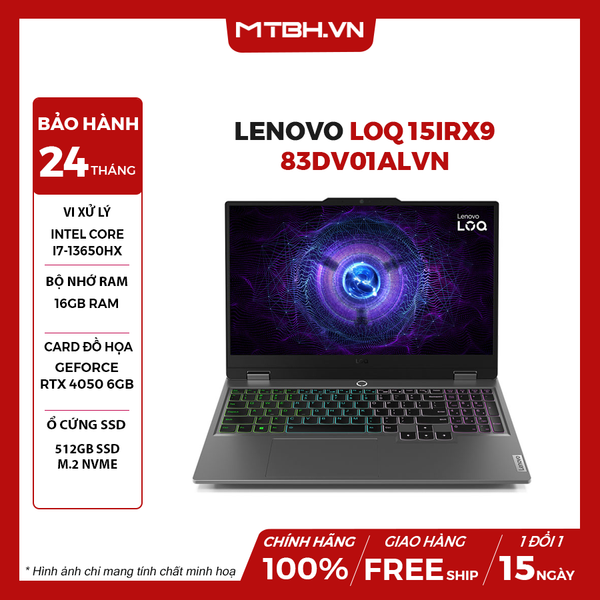 LAPTOP GAMING LENOVO LOQ 15IRX9 83DV01ALVN CORE i7-13650HX | RTX 4050 6GB | 16GB RAM | 512GB SSD | 15.6