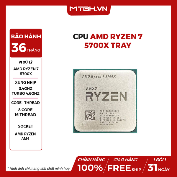 CPU AMD RYZEN 7 5700X TRAY NK BH 36 THÁNG
