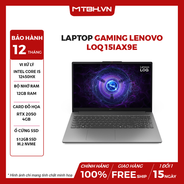 LAPTOP GAMING LENOVO LOQ ESSENTIAL 15IAX9E 83LK006CIN CORE i5-12450HX | RTX 2050 4GB | 12GB RAM | 512GB SSD | 15.6