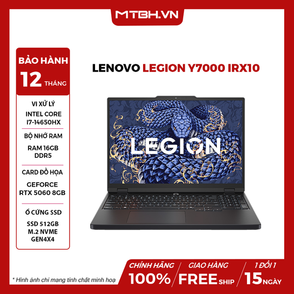LAPTOP GAMING LENOVO LEGION Y7000 IRX10 CORE i7-14650HX | RAM 16GB | SSD 512GB | RTX 5060 8GB | 15.3