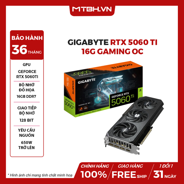 VGA Gigabyte RTX 5060 Ti 16G Gaming OC