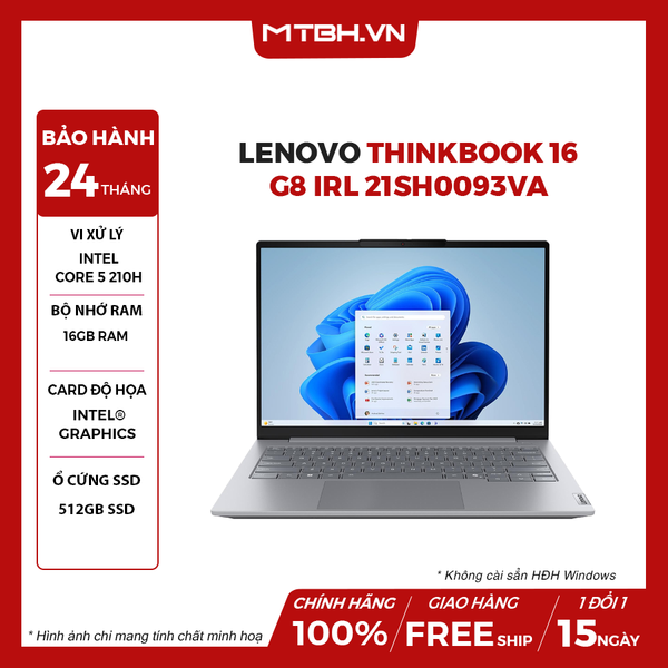 LAPTOP LENOVO THINKBOOK 16 G8 IRL 21SH0093VA CORE 5 210H | 16GB RAM | 512GB SSD | 16