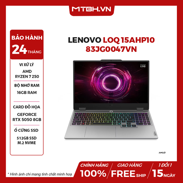 LAPTOP GAMING LENOVO LOQ 15AHP10 RYZEN 7 250 | RTX 5050 8GB | 16GB RAM | 512GB SSD | 15.6