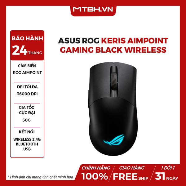 Chuột Asus ROG Keris Aimpoint Gaming Black Wireless