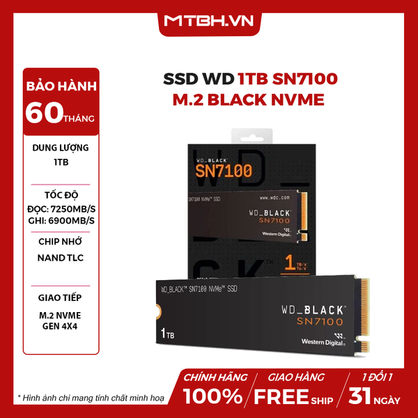 SSD WD 1TB SN7100 BLACK NVMe (WDS100T4X0E-00CJA0)