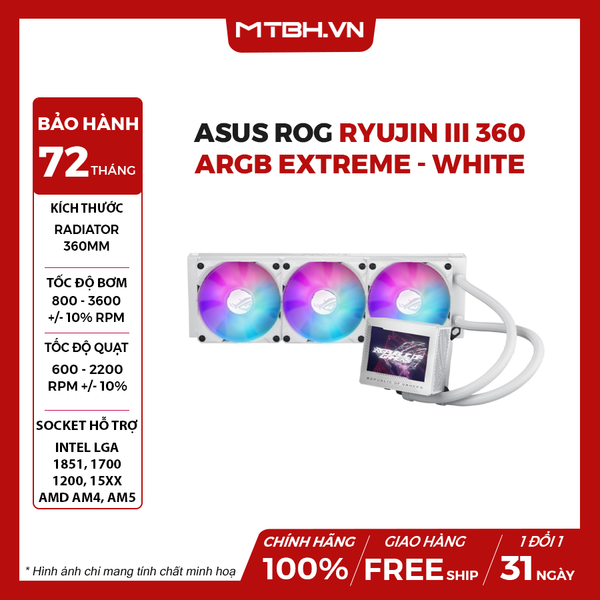 TẢN NHIỆT NƯỚC ASUS ROG RYUJIN III 360 ARGB EXTREME - WHITE