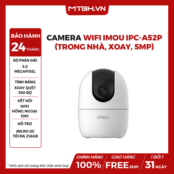 Camera Wifi IMOU IPC-A52P (TRONG NHÀ, XOAY, 5MP)