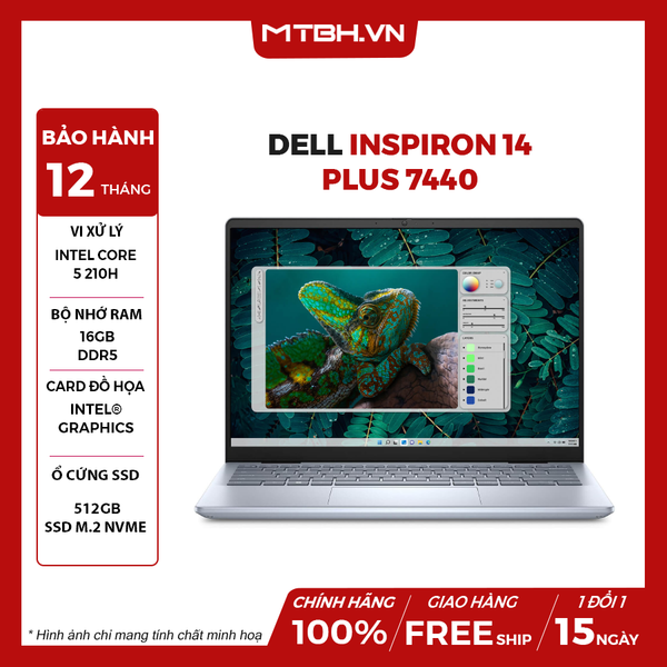 LAPTOP DELL INSPIRON 14 PLUS 7440 INTEL CORE 5 210H | 16GB RAM | SSD 512GB | INTEL GRAPHICS | 14INCH FHD+ | WIN11 | BLUE NK