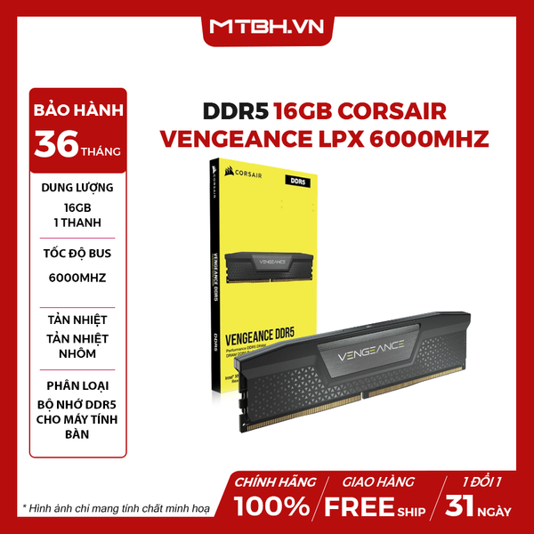 Ram DDR5 16GB Corsair Vengeance LPX (1x16GB) 6000MHz
