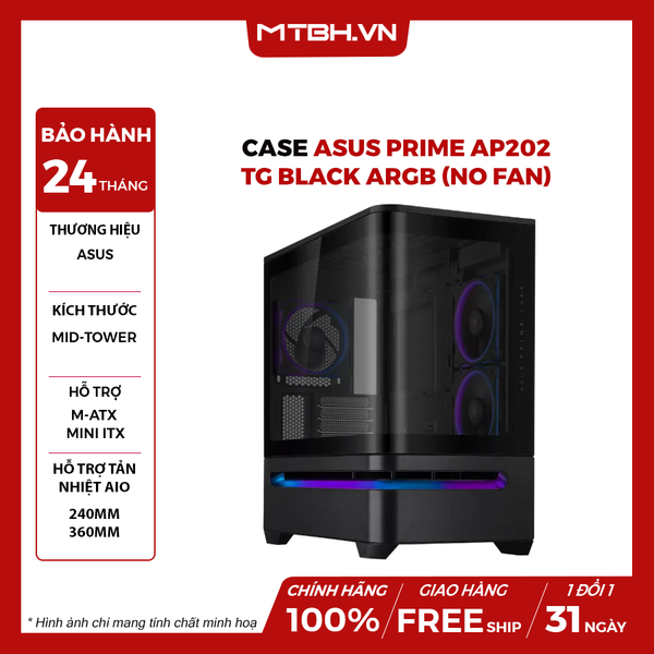Case ASUS Prime AP202 TG BLACK ARGB NO FANS