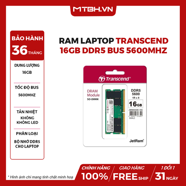 Ram Laptop Transcend 16GB DDR5 BUS 5600MHZ