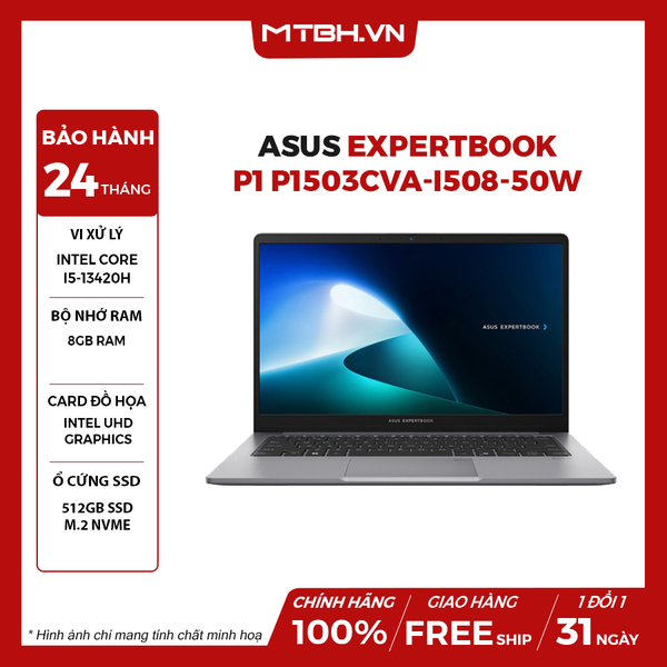 LAPTOP ASUS EXPERTBOOK P1 P1503CVA-i508-50W CORE i5-13420H | 8GB RAM | 512GB SSD | 15.6