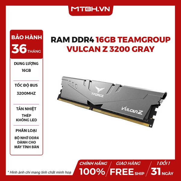 Ram DDR4 16GB TEAMGROUP VULCAN Z 3200 GRAY