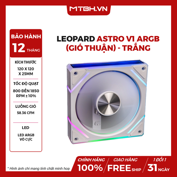 Fan Case Leopard Astro V1 Argb (Gió Thuận) - Trắng
