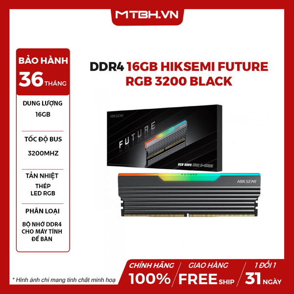 Ram DDR4 16GB HIKSEMI FUTURE RGB 3200MHZ U10 U-DIMM (HSC416U32C4)