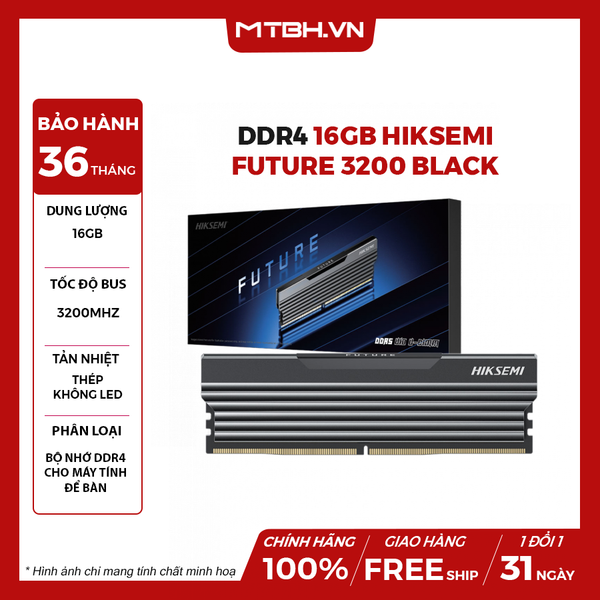 Ram DDR4 16GB HIKSEMI FUTURE 3200MHZ U10 U-DIMM TẢN NHIỆT THÉP (HSC416U32C2)