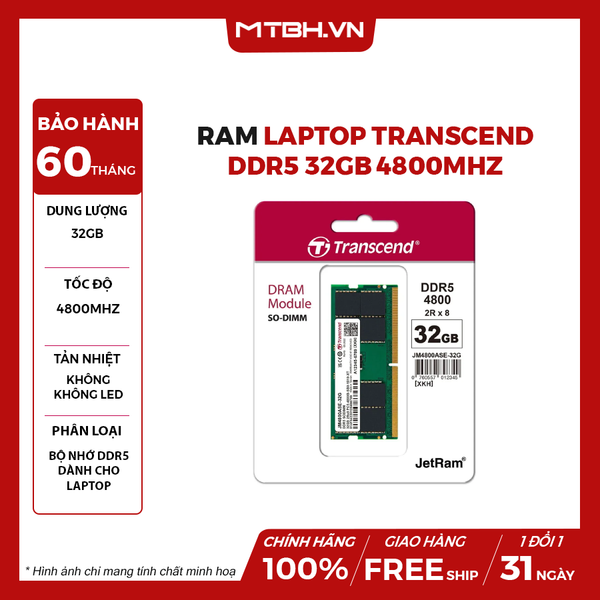 RAM LAPTOP TRANSCEND DDR5 32GB 4800MHz