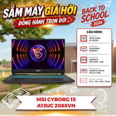 LAPTOP GAMING MSI CYBORG 15 A13UC 2088VN CORE i5-13420H | RTX 3050 4GB | 16GB RAM | 512GB SSD | 15.6