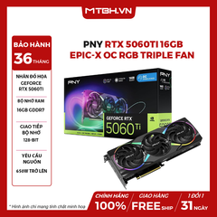 VGA PNY RTX 5060 Ti 16GB EPIC-X OC RGB Triple Fan GDDR7
