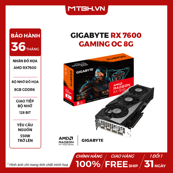 VGA Gigabyte RX 7600 GAMING OC 8G