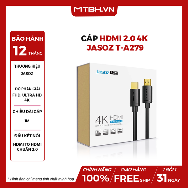 Cáp HDMI 2.0 4K dài 1m JASOZ T-A279