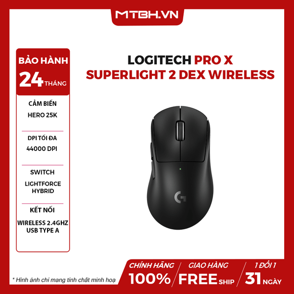 Chuột Logitech Pro X Superlight 2 DEX Wireless Gaming White
