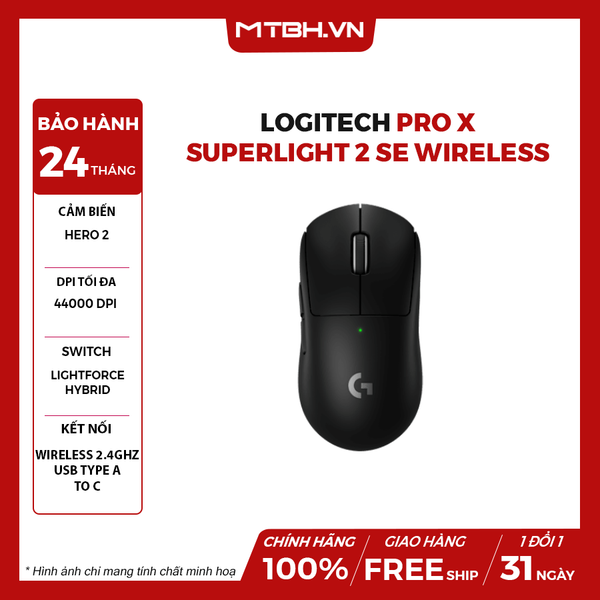 Chuột Logitech Pro X Superlight 2 SE Wireless Gaming BLACK