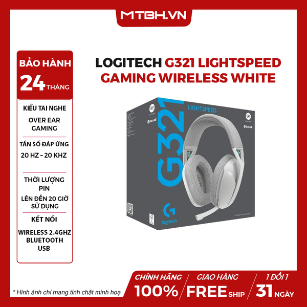 Tai Nghe Logitech G321 LightSpeed Gaming Wireless White