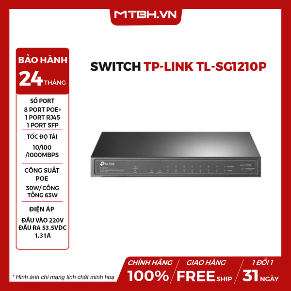 Switch TP-Link TL-SG1210P | 10-Port Gigabit, 8-Port PoE+
