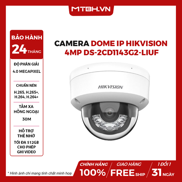 Camera Dome IP HIKVISION 4MP DS-2CD1143G2-LIUF