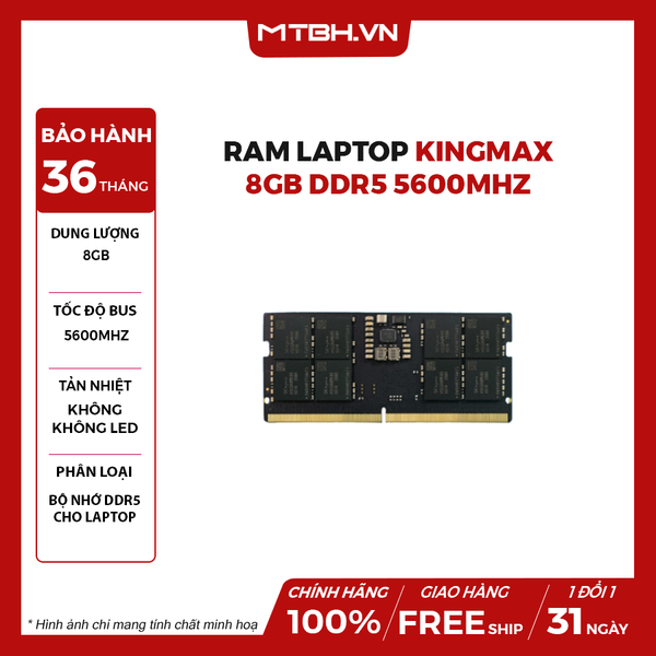 RAM LAPTOP KINGMAX 8GB DDR5 5600MHZ