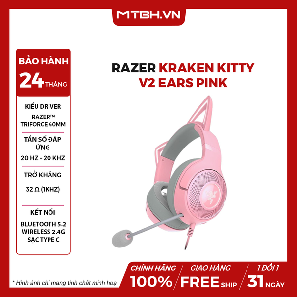 Tai Nghe Razer Kraken Kitty V2 Ears Pink