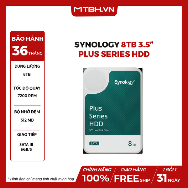 Ổ CỨNG SYNOLOGY 8TB 3.5” PLUS SERIES HDD SATA HDD, 3Y WTY_HAT3320-8T