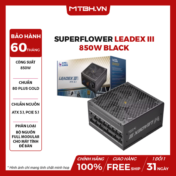 Nguồn Superflower Leadex III Gold Up Atx 3.1 Pcie5.1 850W BLACK