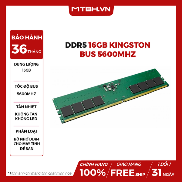 RAM DDR5 16GB KINGSTON BUS 5600MHz UDIMM