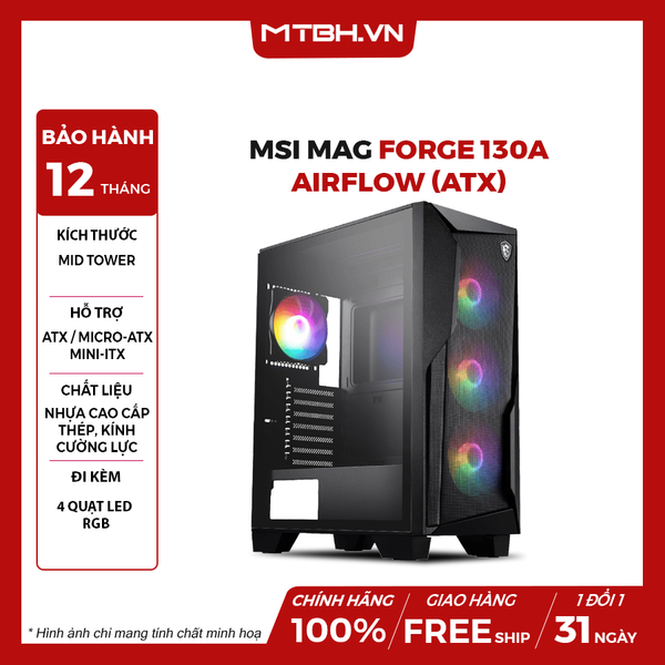 Case MSI MAG FORGE 130A AIRFLOW (ATX) ( 4 Fan RGB )