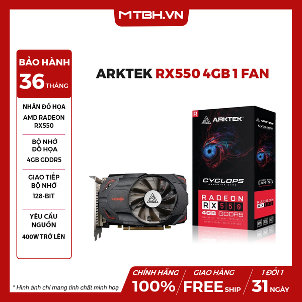 VGA ARKTEK RX 550 4GB 1 FAN