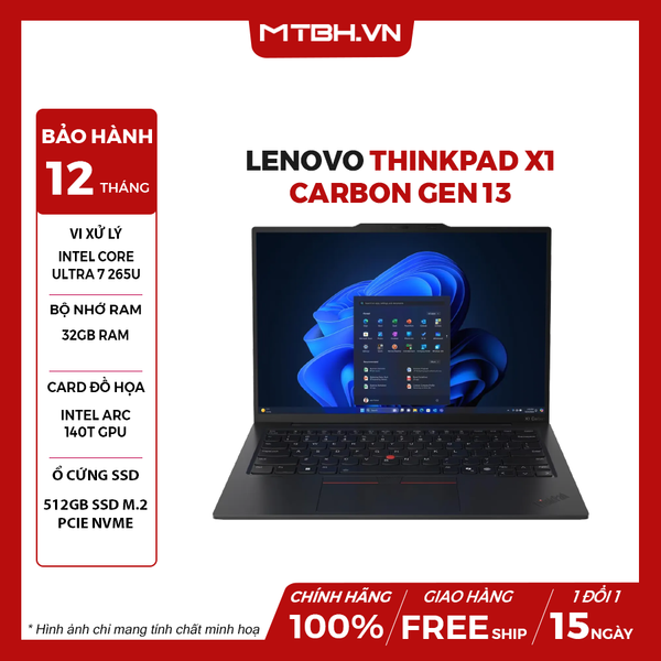 LAPTOP LENOVO THINKPAD X1 CARBON GEN 13 CORE ULTRA 7 265U | 32GB RAM | 1TB SSD | 14 inch FHD+ | Windows 11 - NK