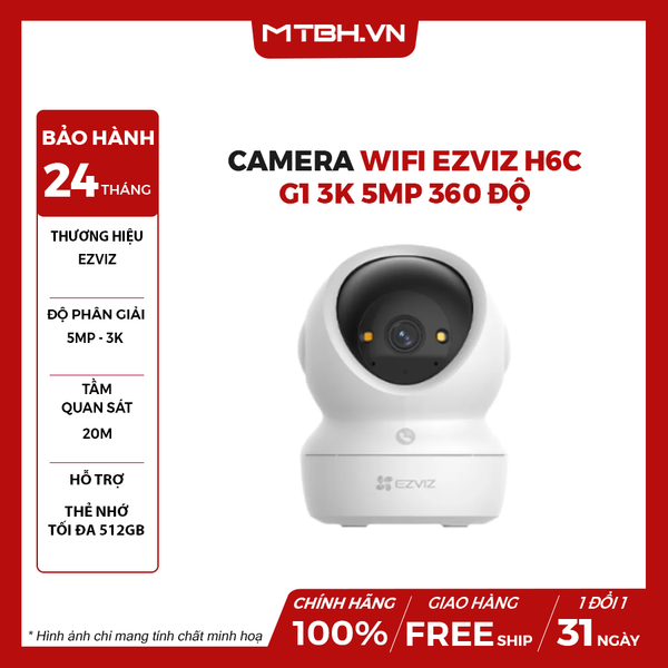 Camera WiFi EZVIZ H6C G1 3K 5MP 360 ĐỘ