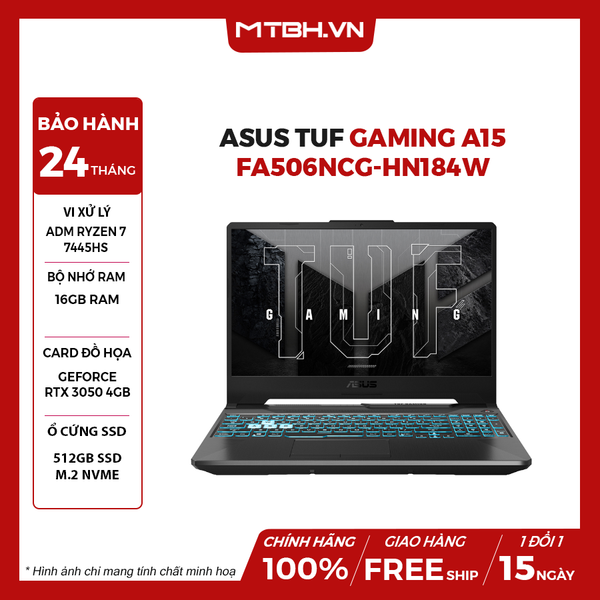 LAPTOP ASUS TUF GAMING A15 FA506NCG-HN184W Ryzen 7 7445HS | RTX 3050 4GB | 16GB RAM | 512GB SSD | 15.6