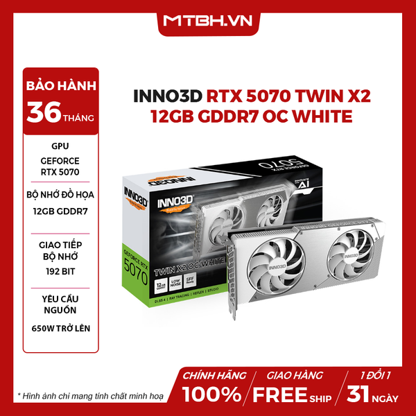 VGA Inno3D RTX 5070 TWIN X2 12GB GDDR7 OC WHITE
