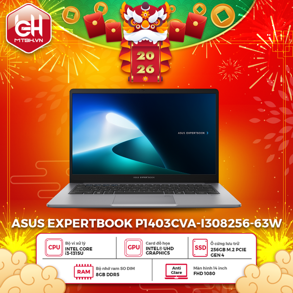 LAPTOP ASUS EXPERTBOOK P1403CVA-i308256-63W CORE i3-1315U | 8GB RAM | 256GB SSD | 14.0' FHD | WIN 11