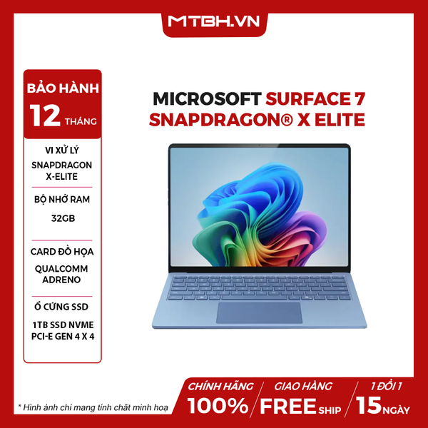 Laptop Microsoft Surface 7 Snapdragon® X Elite (12 Core) Processor | 32GB RAM | 1TB SSD | Touchscreen: 13.8” PixelSense Flow™ Display - 2304 x 1536 | Windows 11