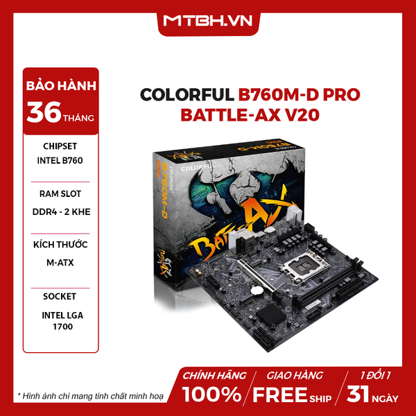 Main Colorful B760M-D PRO BATTLE-AX V20 Intel B760, Socket 1700, M-ATX, 2 khe DDR4