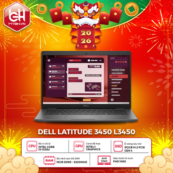 LAPTOP DELL LATITUDE 3450 L3450-1335U-16512WN-BL CORE i5-1335U | 16GB RAM | 512GB SSD | 14
