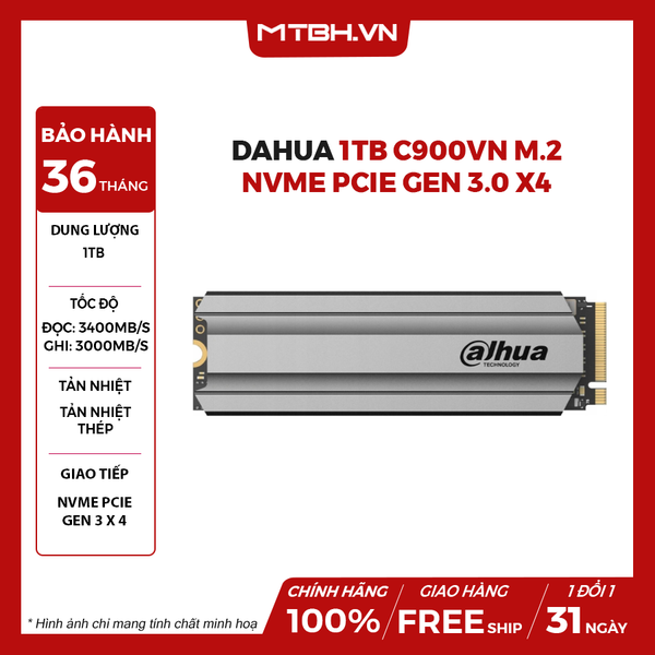 SSD DAHUA 1TB C900VN M.2 NVMe PCIe Gen 3.0 x4 (ĐỌC : 3400MB/s)