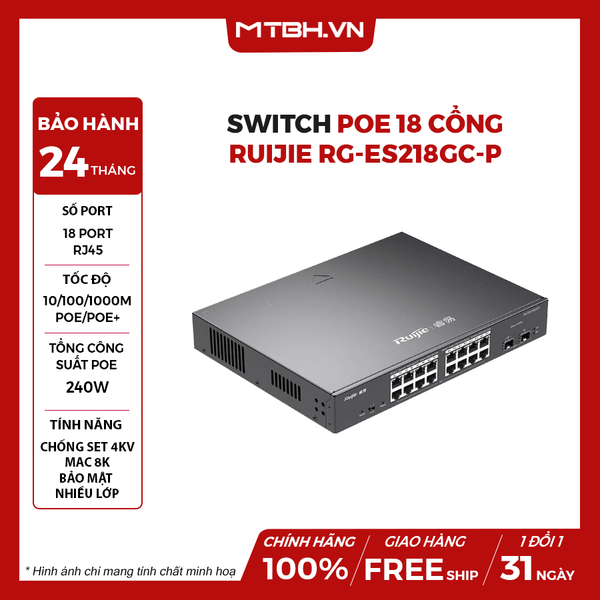 SWITCH POE 18 CỔNG RUIJIE RG-ES218GC-P