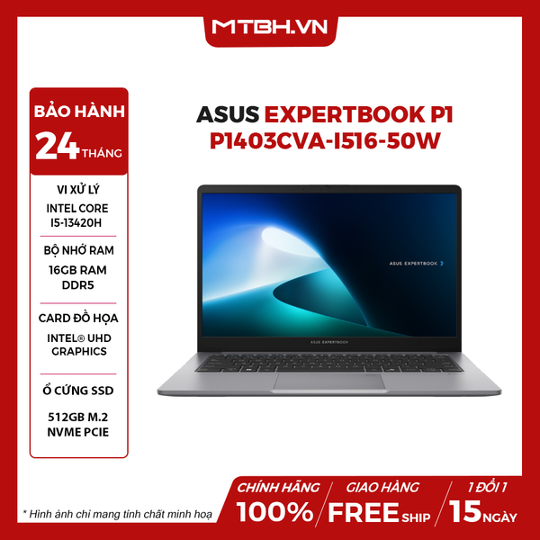 LAPTOP ASUS EXPERTBOOK P1 P1403CVA-i516-50W Core i5-13420H | 16GB RAM | 512GB SSD | 14
