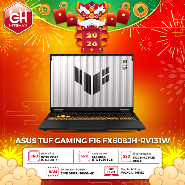 LAPTOP ASUS TUF GAMING F16 FX608JH-RV131W CORE i5-13450HX | RTX 5050 8GB | 32GB RAM | 512GB SSD | 16' WUXGA 165Hz | Win 11